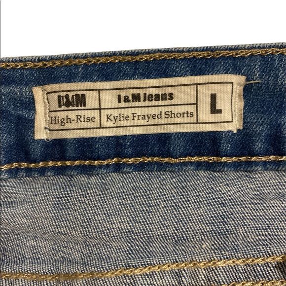 I & M Jeans High-Rise Kylie Frayed Shorts Large Distressed High Waist - Picture 6 of 12